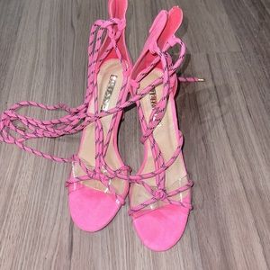 Pink Tie Up heels